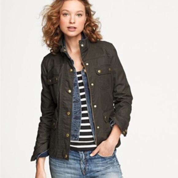 J.Crew The‎ Downtown Field Jacket M Mossy Brown Olive Zip Snap Utility - Picture 13 of 13